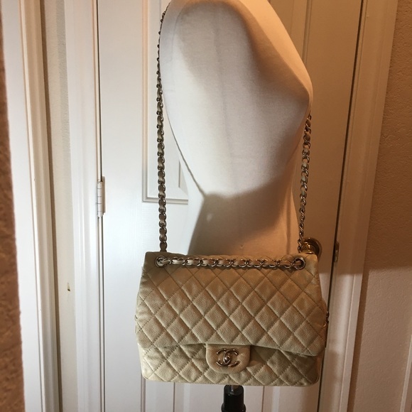 ❤️ AUTH! Chanel Easy Flap Caviar Light Beige Lrg. - Picture 2 of 8